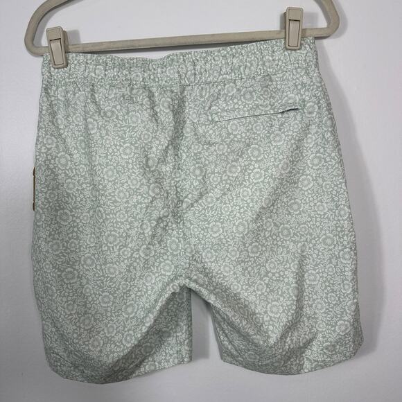 Saks Fifth Avenue Men’s Swim Trunks Sm Seafoam Green Floral Drawstring Recycled - Picture 6 of 8